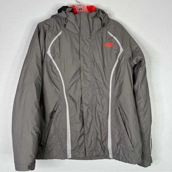 The North Face Coat Women's M Gray Coral Hyvent 3 In 1 Ski Jacket Hooded Zipper - Picture 3 of 17